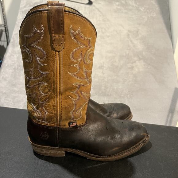Double H Dylan Steel Toe Boots Mens 11 2E EE Brown Leather Cowboy Western Boots - Picture 1 of 11